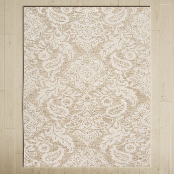 Birch Lane™ Armando Oriental Handmade Tufted Area Rug in Tan/Ivory
